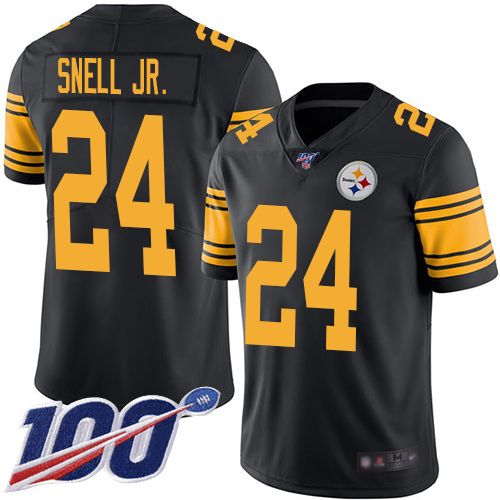 Men Pittsburgh Steelers Football #24 Limited Black Benny Snell Jr. 100th Season Rush Vapor Untouchable Nike NFL Jersey->women nfl jersey->Women Jersey